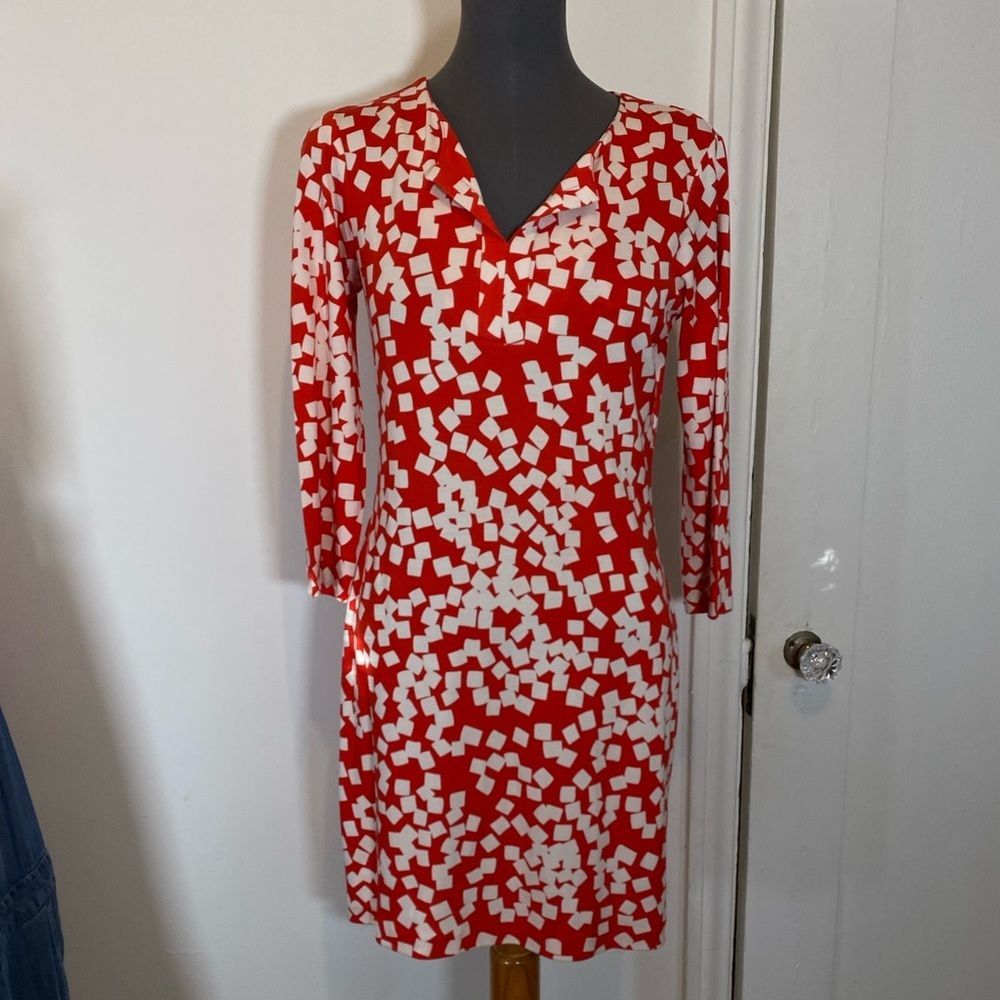 DvF mini shift dress silk 3/4 sleeves 4